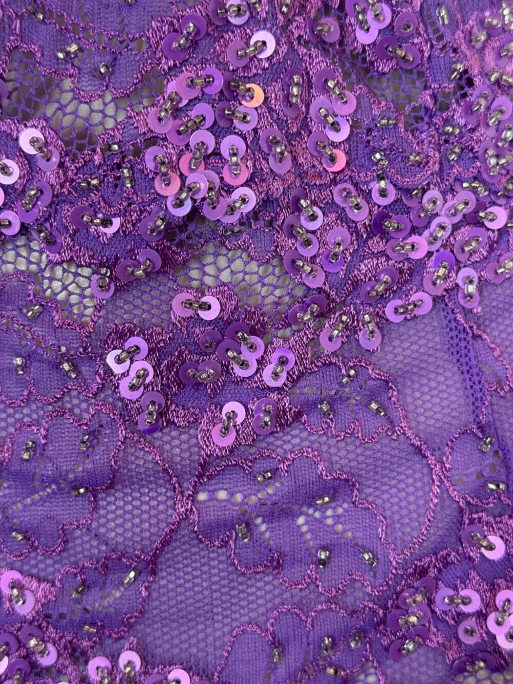 Marciano Corset Cami Top Purple Sequin Lace Beaded Medium Y2K Party Blouse - Picture 7 of 12